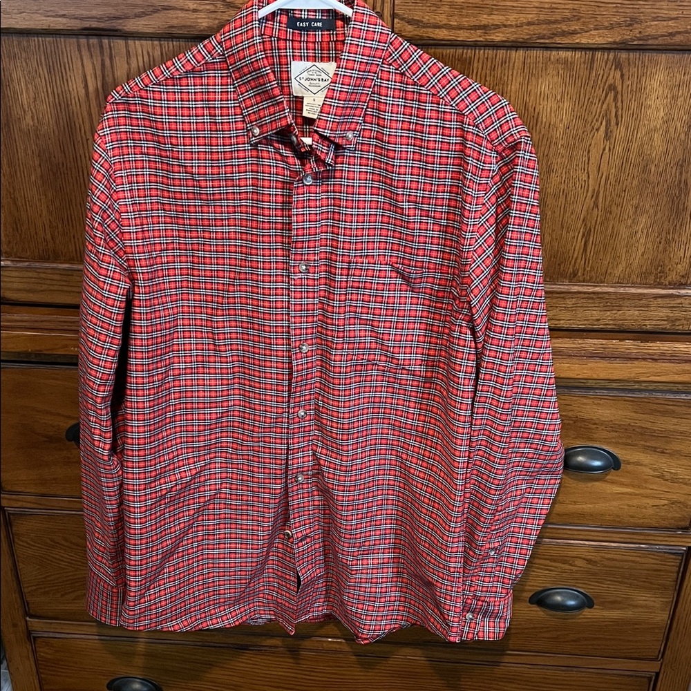 St. John's Bay Red and Black Plaid Shirt
